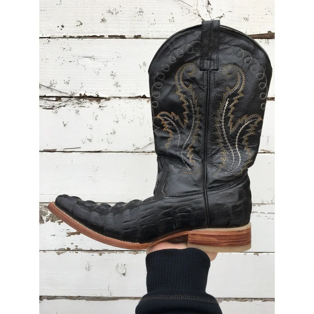 Men's Dario's Cowboy Boots Size 26.5 Black Leather